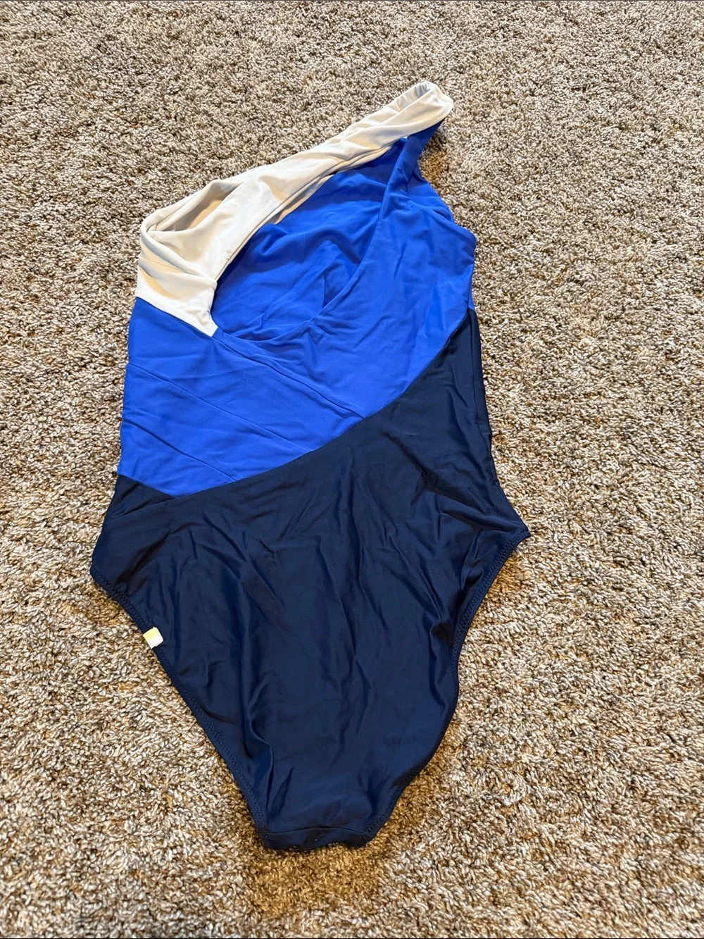summersalt One-Shoulder Colorblock One-Piece in Navy, Royal Blue & Cream - Picture 3 of 5